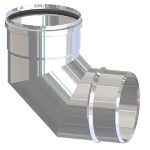 Veilige Betaling curva gomito 90° Ø 8 cm 80 mm acciaio inox AISI 304 attacco FM stufa stufe pellet