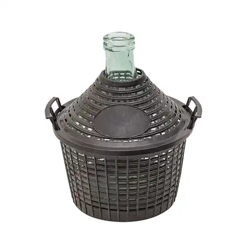 Damigiana in vetro adatta per la conservazione di vino aceto 5 lt bocca stretta Ø 4,3 cm rivestimento in plastica senza tappo Hete Deal