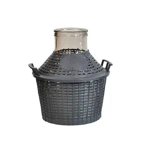 Damigiana vetro bocca larga ø bocca 11,5 cm 10 litri con rivestimento manici plastica escluso tappo vino olio aceto Nieuw