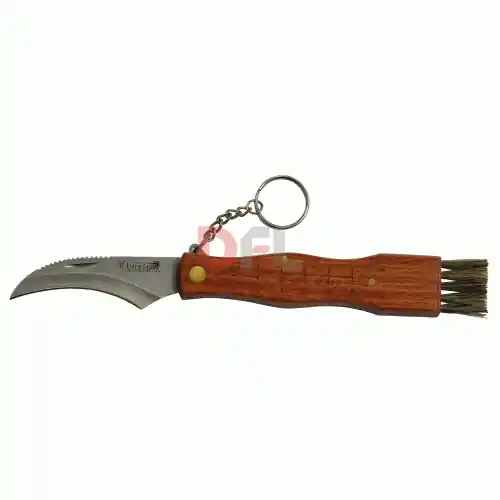 De Luca coltello per funghi con manico legno e lama in acciaio inox da19 cm con spazzola per la pulizia Gecertificeerd