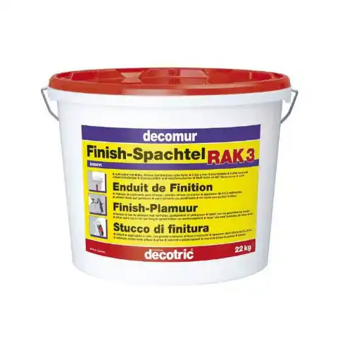 Flitsaanbieding Decomur RAK3 22 kg stucco a rullo bianco leggero pronto all‘uso professionale per uso interno