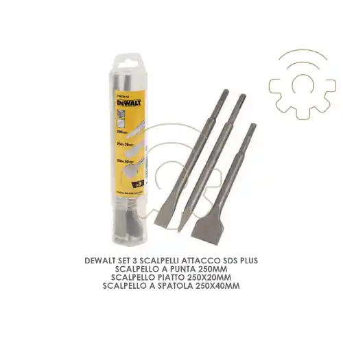 Dewalt set 3 scalpelli 250 ml attacco sds plus punta piatto spatola Exclusieve Aanbieding