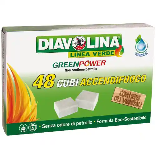 Diavolina accendifuoco Green Power senza petrolio 48 cubetti accendigriglie barbecue camini stufe Exclusieve Aanbieding