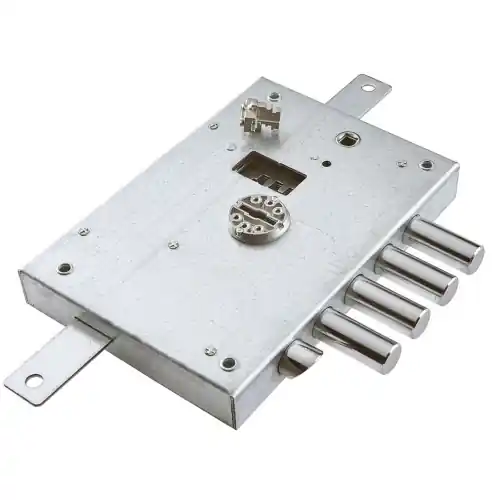Op = Op Dierre Atra 6111.1.DE serratura destra entrata 60 doppia mappa con scrocco e 4 catenacci per porte blindate mano dx mm 142x206
