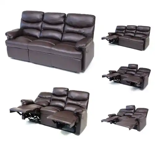 Seizoensaanbieding divano Diana 3 posti marrone recliner con poggiapiedi cm 207x90x101 h