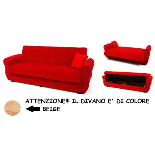 Hete Deal divano divanetto 3 posti Laura beige funzione letto cm 224x85x85 h
