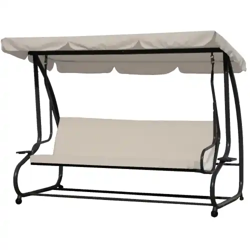 Dondolo Sofa altalena in acciaio a 3 posti sgancio rapido reclinabile top ecrù per giardino Express Levering