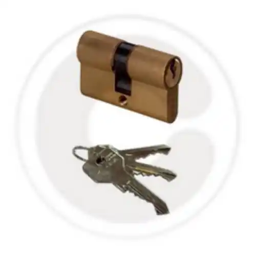 Seizoensaanbieding doppio cilindro sagomato Cisa 60 mm OG 300.06 ottonato con tre chiavi