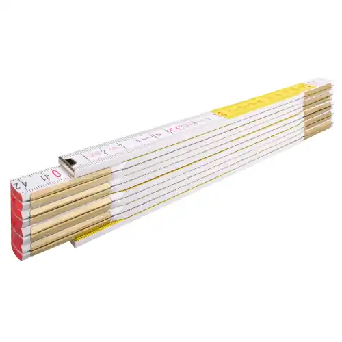 Weekendaanbieding doppio metro bianco giallo Stabila 617W in legno richiudibile carpentiere
