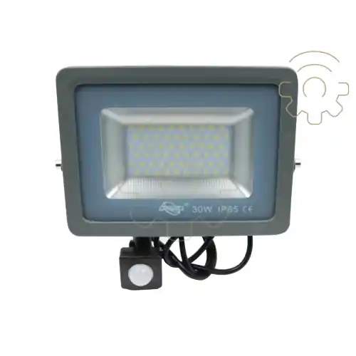 Voordeelprijs Driwei faro faretto a led con sensore crepuscolare PIR 30W luce bianco ghiaccio 6000k 3000Lm IP65 con staffa colore grigio led Pioneer