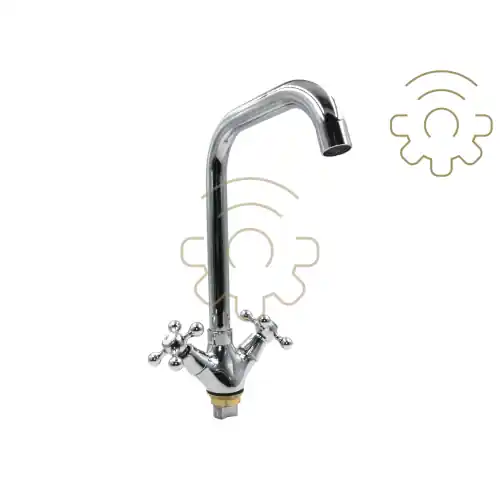 Easily miscelatore Roma rubinetto per lavello cucina doppia maniglia a croce canna alta cromato lucido con accessori di installazione Direct Beschikbaar