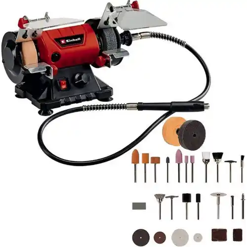 Einhell smerigliatrice combinata da banco TC-XG 75 KIT 150W con albero flessibile e minifrese incluse per lucidatura e levigatura Merkproduct