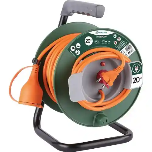Korting Electraline avvolgicavo da giardino 20 mt con spina e presa Schuko prolunga esterno giardinaggio illuminazione