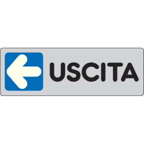 Superprijs etichetta adesiva cartello USCITA sinistra sx targhetta segnaletica 150x50 mm