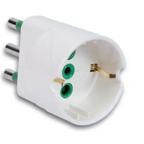 Op = Op Fanton adattatore semplice spina attacco 10A + schuko IP20 in plastica antiurto