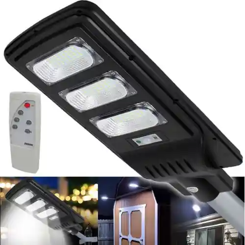 Goedkoop Faro lampada con pannello solare per lampione stradale a led 60W da esterno IP65 luce bianco ghiaccio 6500K in alluminio nero