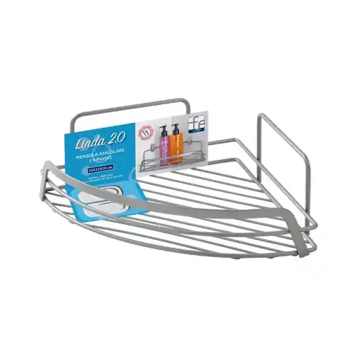Feridras Linda 2.0 Mensola angolare 1 ripiano cromo satinato a parete con ganci inclusi, griglia porta oggetti accessori bagno Snelle Levering