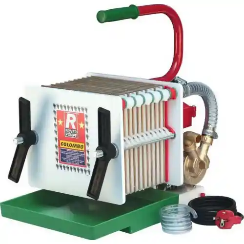 Filtro enologico a strati filtranti Rover Colombo 12 elettropompa bisenso 0.5 HP per filtrare vino birra liquidi e bevande alimentari Merkproduct