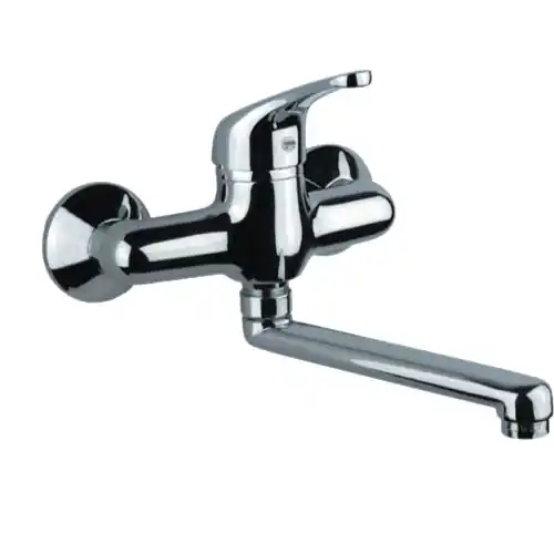 Fiore serie King miscelatore lavello cromato canna diritta muro parete Populair