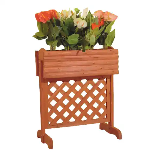 Fabrieksprijs Fioriera pensile con pannello grigliato in legno trattato cm 74x35x81 per terrazzo giardino esterno