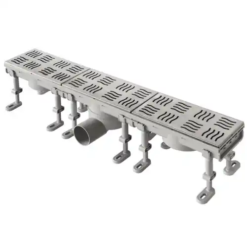 Gereduceerde Prijs First canale sifonato in ABS 600x100 mm con foro centrale aperto per posizionamento chiusino sifonato ø 50 mm orientabile scarico doccia