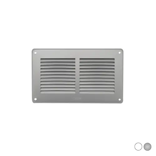First Griglia di ventilazione rettangolare in metallo da sovrapporre con rete antinsetti 240x140 mm interasse tra i fori 215x115 mm colore alluminio argento idonea ad ambienti interni esterni salini Koopje
