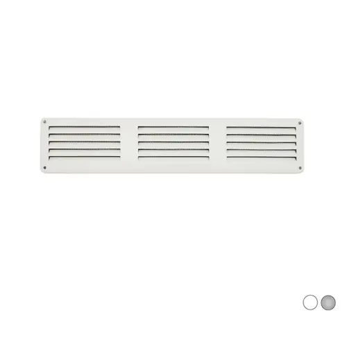 First Griglia di ventilazione rettangolare in metallo da sovrapporre con rete antinsetti 300x60 mm interasse tra i fori 290x50 mm colore bianco idonea per ambienti interni esterni Voordeelprijs