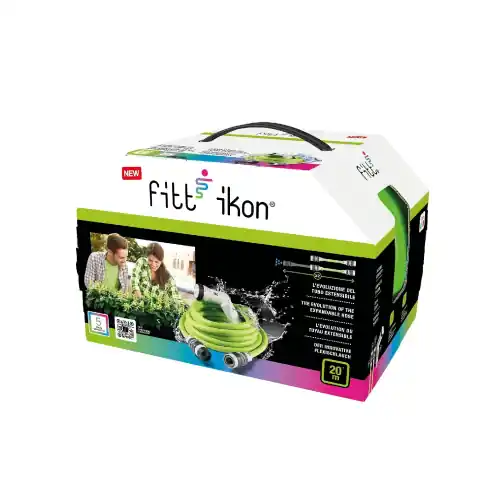 Fitt tubo estendibile per giardino Ikon mt.13/20 Lime con pistola multigetto e raccordi ideale per irrigazione Must-Have
