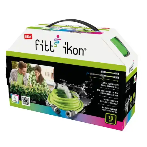 Fitt tubo estendibile per giardino Ikon mt.4/10 Lime con pistola multigetto e raccordi ideale per irrigazione Weekendaanbieding
