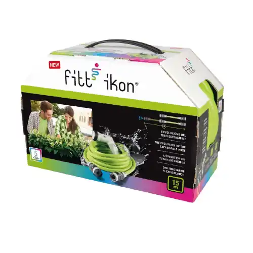 Op = Op Fitt tubo estendibile per giardino Ikon mt.7/15 Lime con pistola multigetto e raccordi ideale per irrigazione