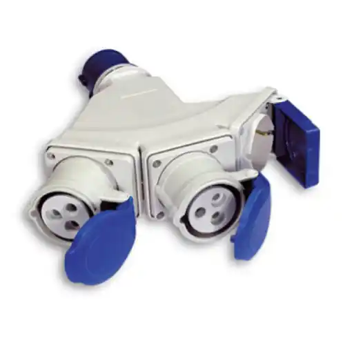 Fme art 73.122 adattatore multiplo triplo a 2 prese 2P+T 16A CEE blu IP44 Dagaanbieding