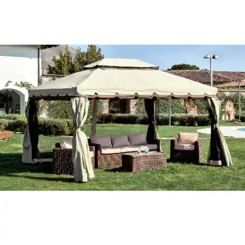 Gazebo Adventure 3x4x2,7 mt struttura in alluminio teli zanzariera top e teli laterali in poliestere da giardino esterno Hoge Kwaliteit