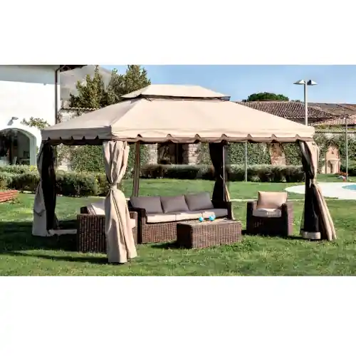 Gazebo Adventure Magnum 3,6x4,8x2,9 mt struttura in alluminio teli zanzariera top e teli laterali in poliestere da giardino esterno Nieuw