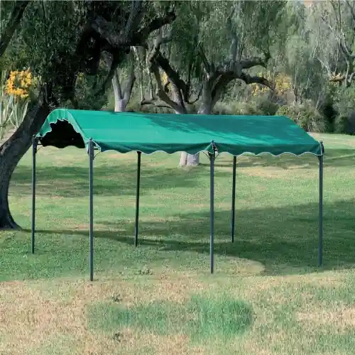 Gazebo car port struttura in acciaio e top verde in poliestere 300x400x250 cm da giardino esterno box auto Nieuw