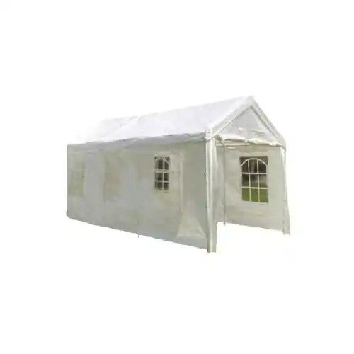 Alleen Vandaag Gazebo carport in metallo colore bianco con copertura in poliestere e finestre laterali cm300x600 per sagre fiere eventi