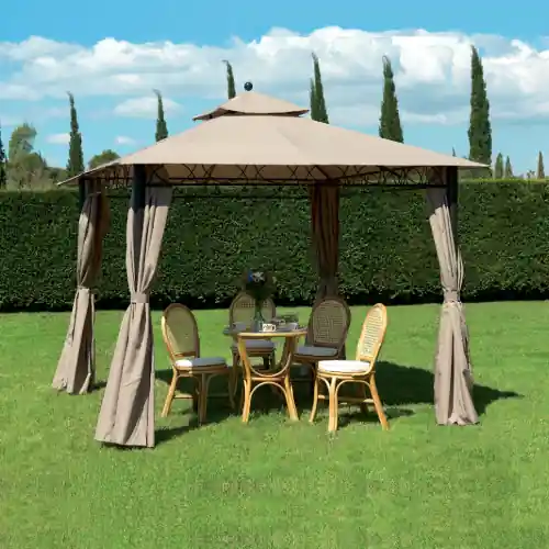 Gazebo Eden 3x3x2,7 mt struttura in acciaio top e teli laterali in poliestere da giardino esterno Express Levering