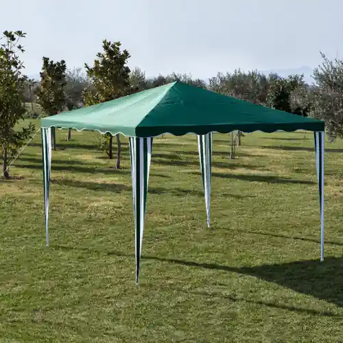 Gazebo in acciaio verniciato con top in poliestere verde 2x2x2,5 mt da giardino esterno Alleen Vandaag