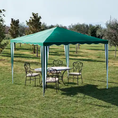 Gazebo in acciaio verniciato con top in poliestere verde 3x3x2,5 mt da giardino esterno Nieuw