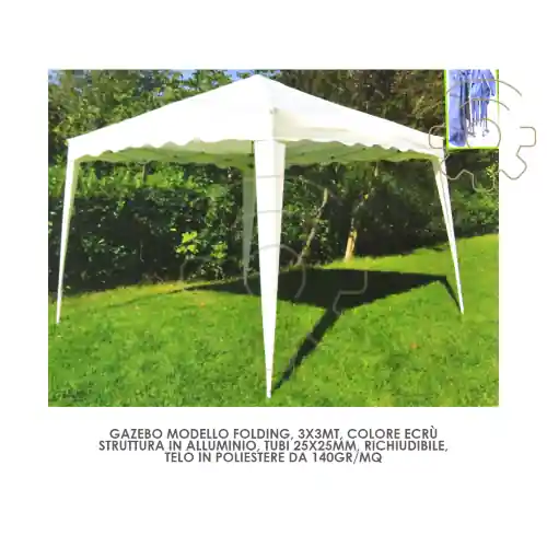 Speciale Aanbieding Gazebo mod Iowa 3x3mt colore ecrù tubi 25x25mm richiudibile esterno giardino piscina terrazzo