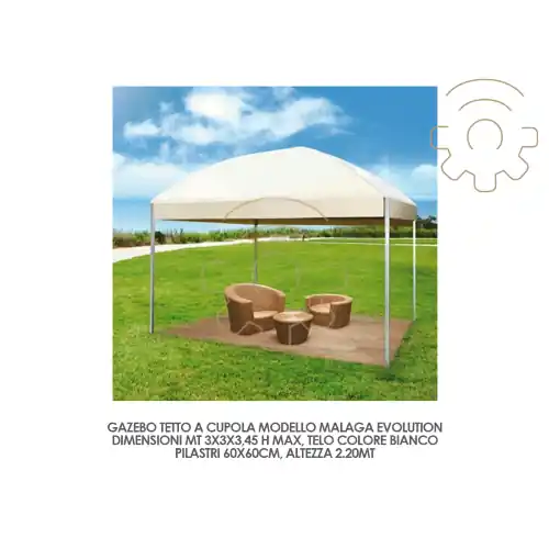 Beperkt Aanbod Gazebo pergola cupola mod Malaga Evolution telo bianco mt3x3x3,45maxH esterno giardino