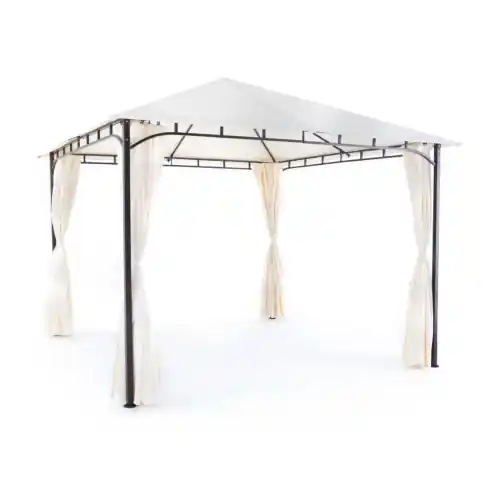 Superprijs Gazebo Rodi 3x3 mt con tende laterali struttura in ferro con telo pvc ecrù da giardino