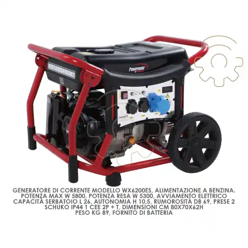 Betrouwbaar Generatore di corrente Pramac WX6200ES 420 cc 11,2 hp 5800W a benzina autonomia 10,5 h 2 prese Schulko + omaggio