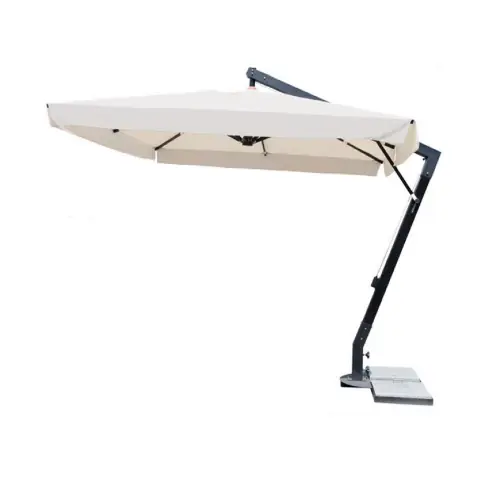 Giardini del re Maxima Alu Ombrellone decentrato 3x4 mt in alluminio e poliestere ecrù con palo in finitura nera chiusura a manovella, copertura per esterno da giardino Op = Op