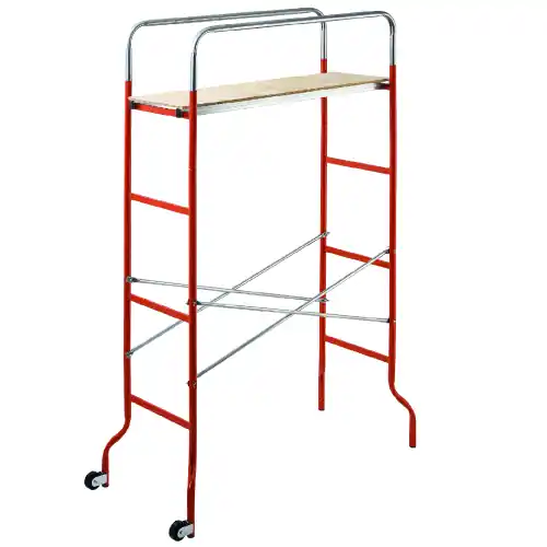 Merkproduct Gierre trabattello Kreo in acciaio verniciato modello medio 144x62x212 cm con piano di calpestio in legno