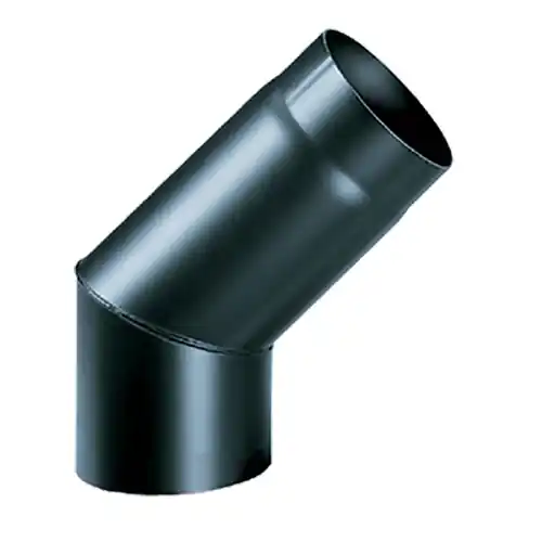 Gomito 45° per canne fumarie Ø 12 cm spessore 2 mm in acciaio alluminato nero esercizio max. 400° per uso interno Must-Have