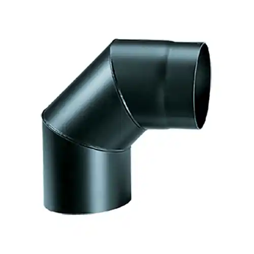 Gomito 90° per canne fumarie Ø 13 cm in acciaio alluminato spessore 2 mm nero temperatura massima 400° per uso interno Betrouwbaar