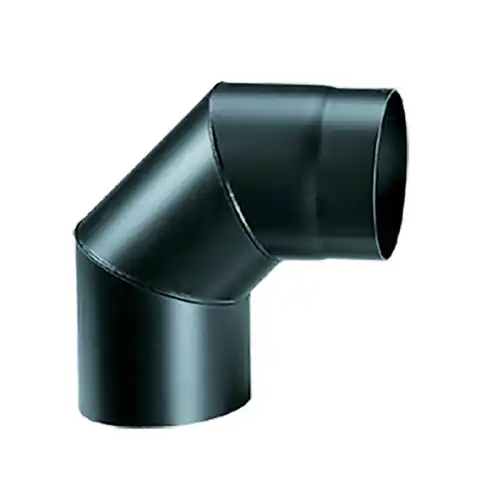 Gomito 90° per canne fumarie Ø 15 cm spessore 2 mm in acciaio alluminato nero temperatura max 400° uso interno Betaalbaar