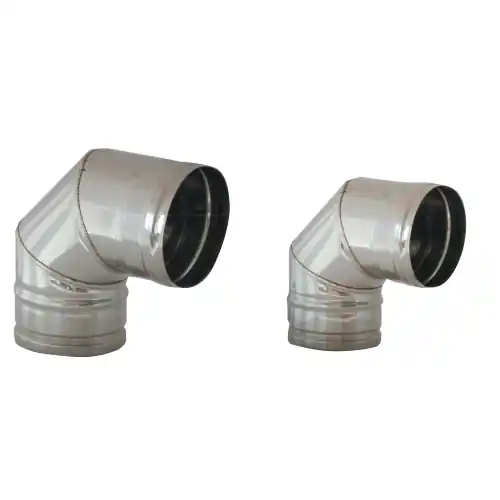 Superprijs gomito curva a 90° Ø 15 cm 150 mm in acciaio inox per tubi stufa stufe