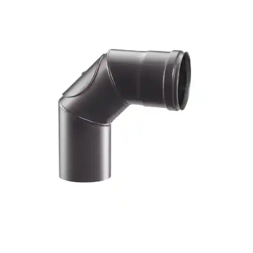Gomito curva con ispezione per stufe pellet 90° Ø 8 cm 80 mm in acciaio Fe nero spessore 1,2 mm per uso interno Koop Online