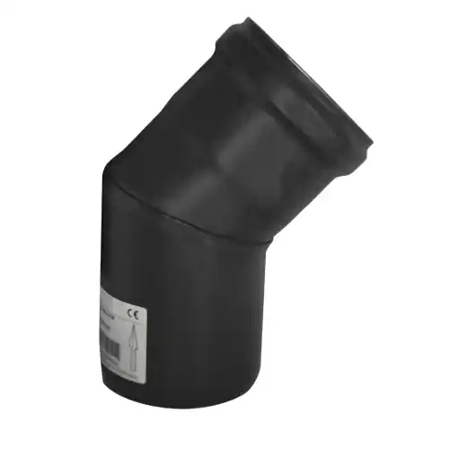 Gomito curva per stufe pellet in acciaio Fe nero 45° Ø 8 cm 80 mm sp. 1,2 mm per uso interno Koopje